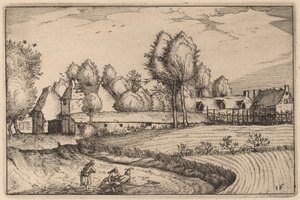 Straße entlang eines Feldes von Claes Jansz Visscher after Johannes van Doetechum, the Elder after Lucas
