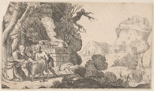 Abraham und Isaak mit dem Opferschaf von Claes Moeyaert