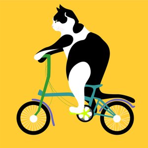 Katze auf einem Brompton-Fahrrad