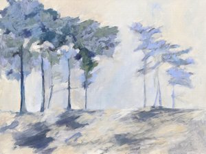 Neblige Wald Bäume von Claire Whitehead