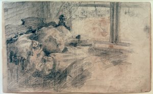 Schlafendes Kind im Bett am Fenster von Clara Siewert