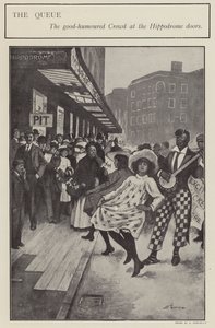 Eine gutmütige Schlange vor den Türen des London Hippodrome von Clarence F. Underwood