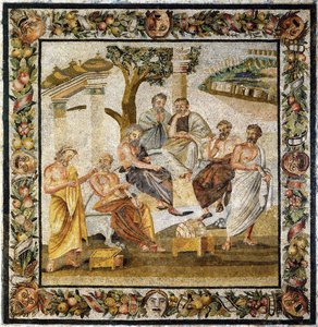 Platonische Akademie. Mosaik aus Pompeji, 1. Jahrhundert v. Chr. von Classical Antiquities