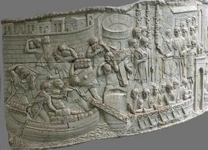 Die römischen Galeeren. Reliefdetail der Trajanssäule, 1.-2. Jahrhundert von Classical Antiquities