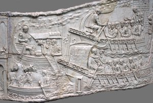 Die römischen Galeeren. Reliefdetail der Trajanssäule, 1.-2. Jahrhundert von Classical Antiquities