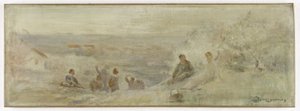 Skizze für das Rathaus von Montreuil-sous-Bois: Landschaft - Ruhe unter den Bäumen, 1892 von Claude Charles Bourgonnier