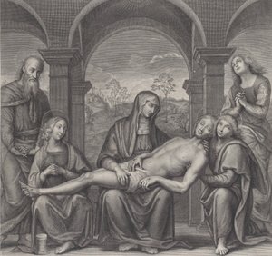 Christus im Grab, ruhend auf dem Schoß der Jungfrau, nach Perugino, ca. 1685-1727 von Claude Duflos