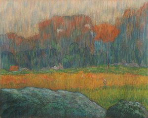 Landschaft mit Figur und Häusern von Claude Emile Schuffenecker