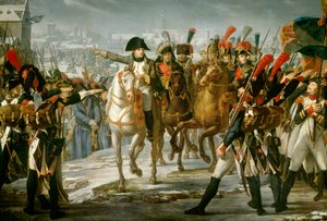 Kaiser Napoleon I. (1769-1821) sprach zum 2. Korps der Großen Armee auf der Brücke von Lech vor dem Angriff auf Augsburg am 12.10.1805 von Claude Gautherot