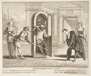 Harlekin, Kaiser auf dem Mond, n.d. von Claude Gillot, Jacques Gabriel Huquier