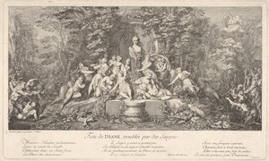 Das Fest der Diana, unterbrochen von Satyrn, ca. 1786 von Claude Gillot