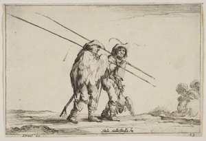 Platte 13: Zwei Pikenier gehen nach rechts, jeder mit seiner Pike in der rechten Hand, 1642