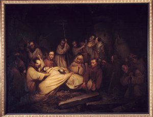 Der Graf von Comminges. Letzte Szene der Denkwürdigkeiten des Grafen von Comminges, die den Grafen von Comminges zeigt, wie er Adelaide nach seinem Tod erkennt.