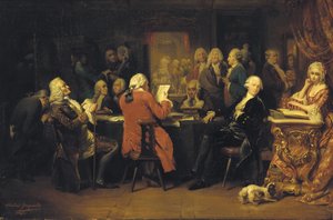 Voltaire im Lesesaal im Procope