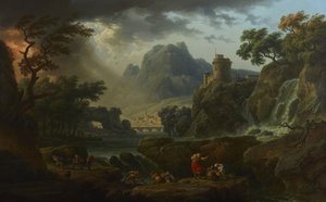 Eine Berglandschaft mit herannahendem Sturm von Claude Joseph Vernet