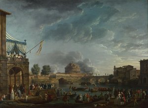 Ein Sportwettkampf auf dem Tiber in Rom von Claude Joseph Vernet