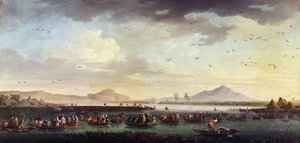 Karl III. von Bourbon, König von Spanien und des Königreichs beider Sizilien bei der Entenjagd am Patria-See im Jahr 1746, 1749 von Claude Joseph Vernet