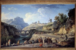 Bau einer großen Straße. Baustelle einer Straße. von Claude Joseph Vernet