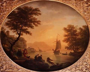 Tag - Eine italienische felsige Bucht mit Fischern von Claude Joseph Vernet