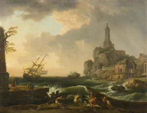 Leuchtturm von Genua und der Tempel der Minerva Medica von Claude Joseph Vernet