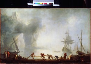 Morgendämmerung über Capri, Nebel. Gemälde von Claude Joseph Vernet (1714-1789) ca. 1745 von Claude Joseph Vernet
