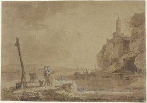 Kleiner Hafen unter Klippen von Claude Joseph Vernet