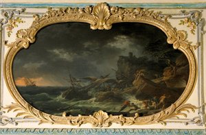 Die vier Tageszeiten: der Süden oder der Sturm. Schiffe während eines Schiffbruchs in einem trockenen Meer. Gemälde von Joseph Vernet (1714-1789) 1762