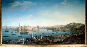 Der Eingang zum Hafen von Marseille im Jahr 1754. Gemälde von Joseph Vernet von Claude Joseph Vernet