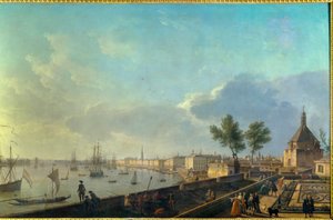 Der Hafen von Bordeaux mit den Stadtmauern. Gemälde von Joseph Vernet (1714-1789) 18. Jahrhundert. Paris, Marine Museum