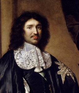 Detail: „Porträt von Jean Baptiste (Jean-Baptiste) Colbert (1619-1683) Minister von Ludwig XIV.“ Gemälde von Claude Lefebvre (1632-1675). 1666
