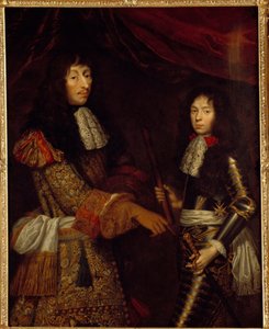 Porträt von Louis II. Prinz von Bourbon (Bourbon-Conde) (1621-1686) bekannt als der Große Conde und sein Sohn Henri Jules Herzog von Enghien (1643 - 1709). Gemälde von Claude Lefebvre (1632-1675)