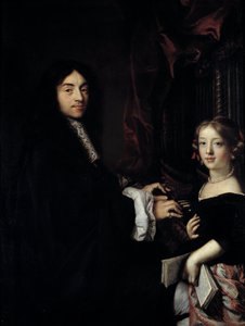 Porträt des Organisten Charles Couperin (1638-1679) mit der Tochter des Malers von Claude Lefebvre