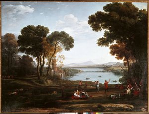 Landschaft mit tanzenden Figuren von Claude Lorrain