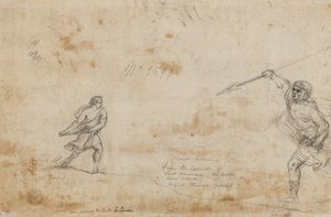 David und Goliath (verso) von Claude Lorrain