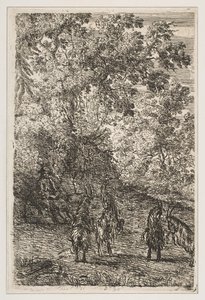 Vier Ziegen, linker Abschnitt von Die Ziegen, ca. 1630-33 von Claude Lorrain