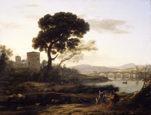 Landschaft bei Rom mit Blick auf die Ponte Molle von Claude Lorrain