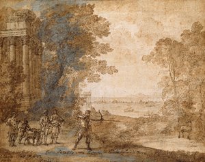Landschaft mit Ascanius, der den Hirsch von Sylvia schießt von Claude Lorrain
