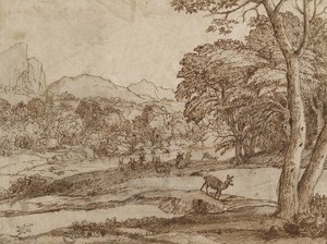 Landschaft mit einer Hirschherde, 1666
