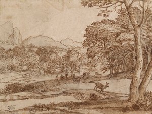 Landschaft mit einer Hirschherde