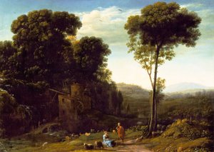 Pastorale Landschaft mit einer Mühle, 1634 von Claude Lorrain