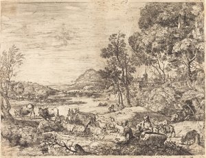 Hirte und Hirtin im Gespräch in einer Landschaft