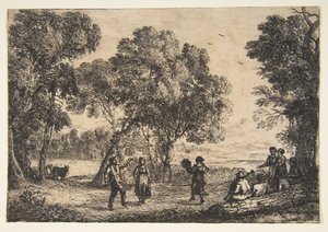 Der Bauerntanz Kleine Platte, ca. 1637 von Claude Lorrain