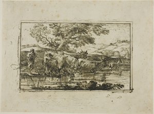 Die Herde am Wasserplatz von Claude Lorrain
