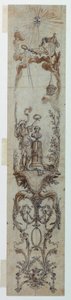 Entwürfe für bemalte Tafeln mit Fortuna und Jacques Necker, 1788–90 von Claude Louis Desrais