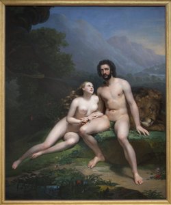 Adam und Eva. Gemälde von Claude Marie Dubufe (1790-1864).