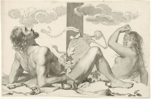 Adam und Eva am Fuß des Kreuzes von Claude Mellan