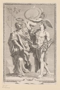 Apollo krönt Publius Vergilius Maro (Titelblatt für: Publius Vergilius Maro, Publii Virgilii Maronis Opera, 1641) von Claude Mellan