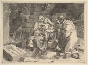 Heilige Familie ruht während der Flucht nach Ägypten, 1635 von Claude Mellan