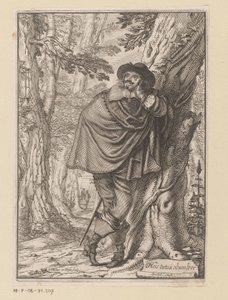 James Howell lehnt an einem Baum Titelblatt für: James Howell, Dendrologie (...), 1641