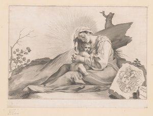 Maria mit Kind bei einem Baumstumpf von Claude Mellan